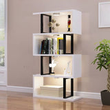 Sleek Contemporary Scandinavian Geometric Vertical Bookshelves in MDF & Steel, 3/4/5/6-Tier Open-Back Standing Shelves for Home Office