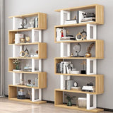 Sleek Contemporary Scandinavian Geometric Vertical Bookshelves in MDF & Steel, 3/4/5/6-Tier Open-Back Standing Shelves for Home Office