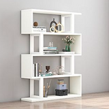 Sleek Contemporary Scandinavian Geometric Vertical Bookshelves in MDF & Steel, 3/4/5/6-Tier Open-Back Standing Shelves for Home Office