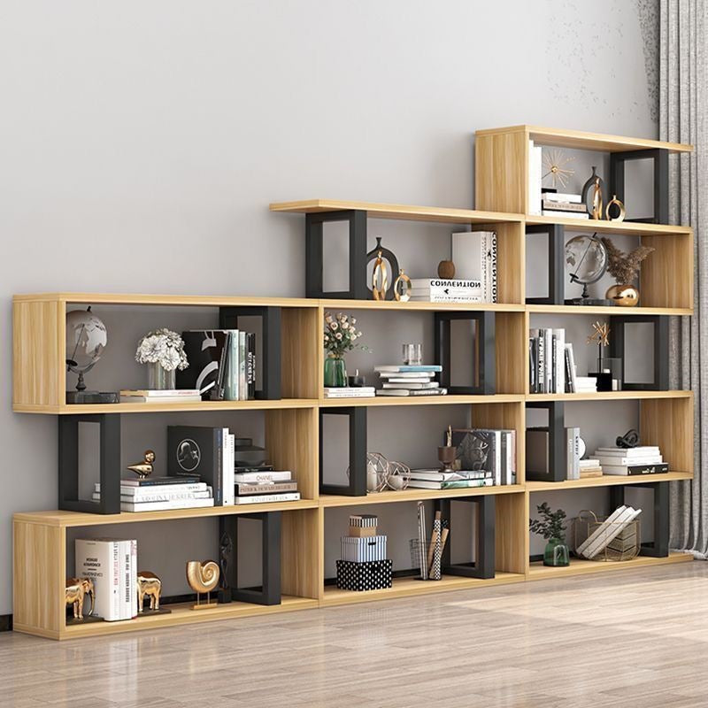 Sleek Contemporary Scandinavian Geometric Vertical Bookshelves in MDF & Steel, 3/4/5/6-Tier Open-Back Standing Shelves for Home Office