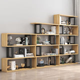 Sleek Contemporary Scandinavian Geometric Vertical Bookshelves in MDF & Steel, 3/4/5/6-Tier Open-Back Standing Shelves for Home Office
