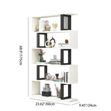 Sleek Contemporary Scandinavian Geometric Vertical Bookshelves in MDF & Steel, 3/4/5/6-Tier Open-Back Standing Shelves for Home Office