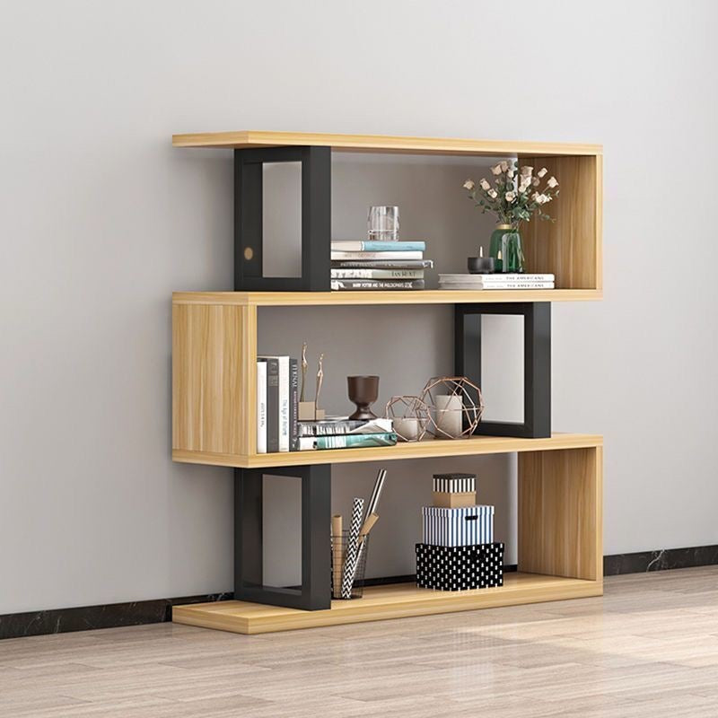 Sleek Contemporary Scandinavian Geometric Vertical Bookshelves in MDF & Steel, 3/4/5/6-Tier Open-Back Standing Shelves for Home Office
