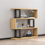 Sleek Contemporary Scandinavian Geometric Vertical Bookshelves in MDF & Steel, 3/4/5/6-Tier Open-Back Standing Shelves for Home Office
