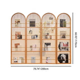 Contemporary Retro Rattan Corner Shelf Unit in Ash Wood Finish – Movable, Foldable 2/3/4-Panel Room Divider with Storage Shelves for Living Room