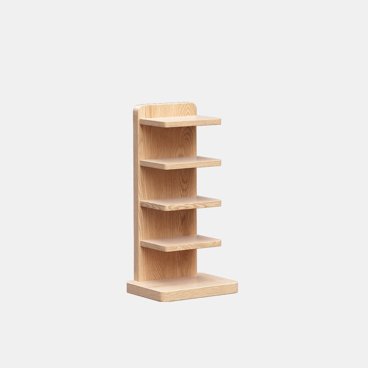 Traditional Japanese Rubberwood Corner Bookshelves — 5- or 9-Tier Standing Shelves for Study