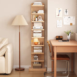 Traditional Japanese Rubberwood Corner Bookshelves — 5- or 9-Tier Standing Shelves for Study