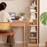 Traditional Japanese Rubberwood Corner Bookshelves — 5- or 9-Tier Standing Shelves for Study