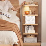 Traditional Japanese Rubberwood Corner Bookshelves — 5- or 9-Tier Standing Shelves for Study