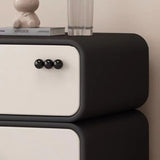 Cream-Colored Contemporary Scandinavian Nightstand with 2 Drawers – Rectangular Wood Panel Bedroom Furniture