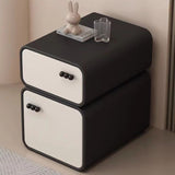 Cream-Colored Contemporary Scandinavian Nightstand with 2 Drawers – Rectangular Wood Panel Bedroom Furniture