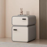 Cream-Colored Contemporary Scandinavian Nightstand with 2 Drawers – Rectangular Wood Panel Bedroom Furniture