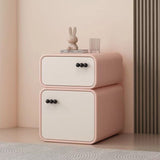 Cream-Colored Contemporary Scandinavian Nightstand with 2 Drawers – Rectangular Wood Panel Bedroom Furniture