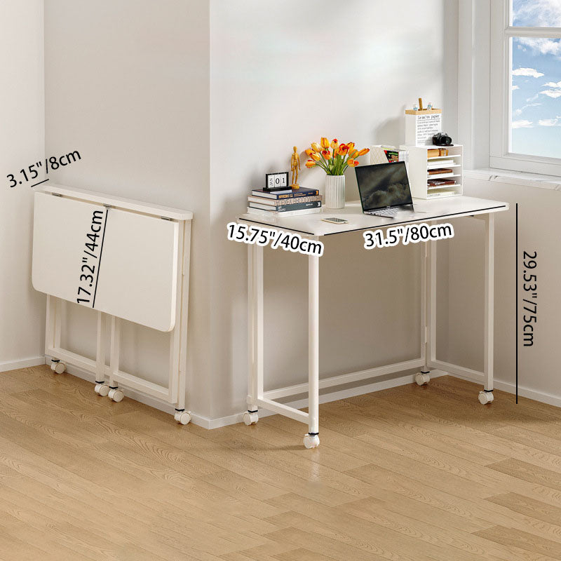 Sleek Modern Minimalist Foldable Rectangular Wood Desk for Home Office - Movable and Space-Saving