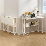Sleek Modern Minimalist Foldable Rectangular Wood Desk for Home Office - Movable and Space-Saving