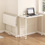 Sleek Modern Minimalist Foldable Rectangular Wood Desk for Home Office - Movable and Space-Saving