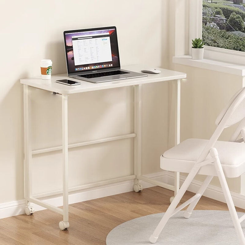Sleek Modern Minimalist Foldable Rectangular Wood Desk for Home Office - Movable and Space-Saving