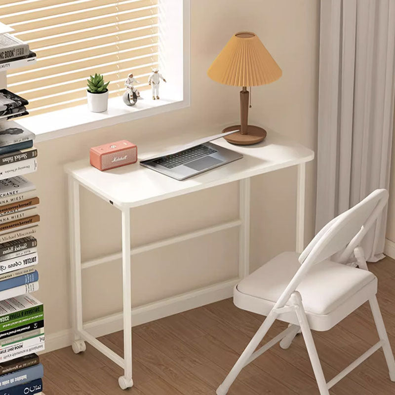 Sleek Modern Minimalist Foldable Rectangular Wood Desk for Home Office - Movable and Space-Saving