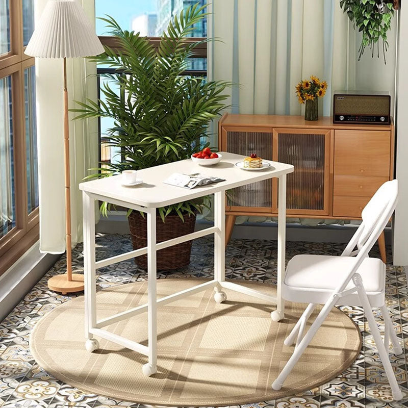 Sleek Modern Minimalist Foldable Rectangular Wood Desk for Home Office - Movable and Space-Saving