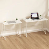 Sleek Modern Minimalist Foldable Rectangular Wood Desk for Home Office - Movable and Space-Saving