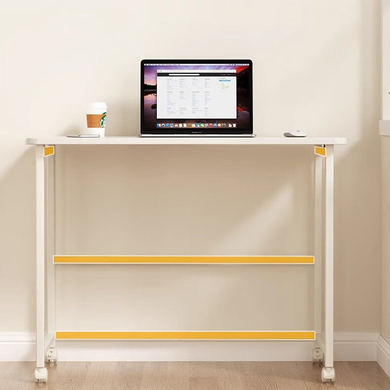 Sleek Modern Minimalist Foldable Rectangular Wood Desk for Home Office - Movable and Space-Saving