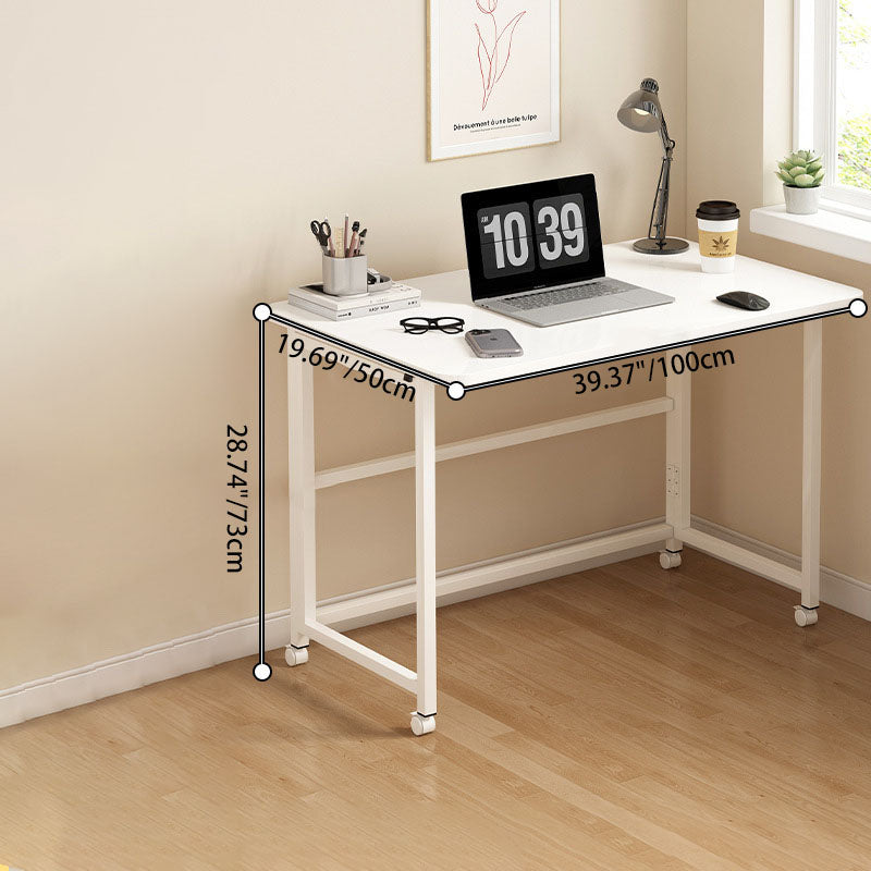 Sleek Modern Minimalist Foldable Rectangular Wood Desk for Home Office - Movable and Space-Saving