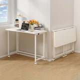 Sleek Modern Minimalist Foldable Rectangular Wood Desk for Home Office - Movable and Space-Saving