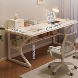 Modern Minimalist Rectangular Curved Steel 2-Tier Desk with Density Plate for Home Office