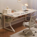 Modern Minimalist Rectangular Curved Steel 2-Tier Desk with Density Plate for Home Office