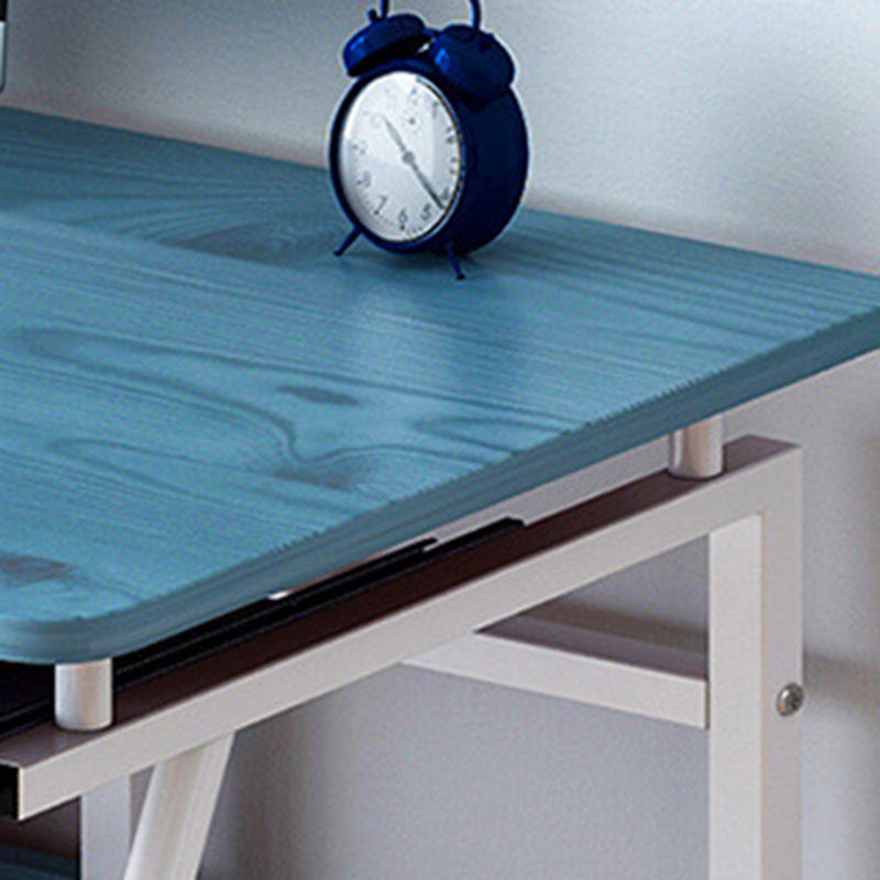 Sleek Modern Minimalist Rectangular Iron Desk with 3-Tier Density Board for Home Office