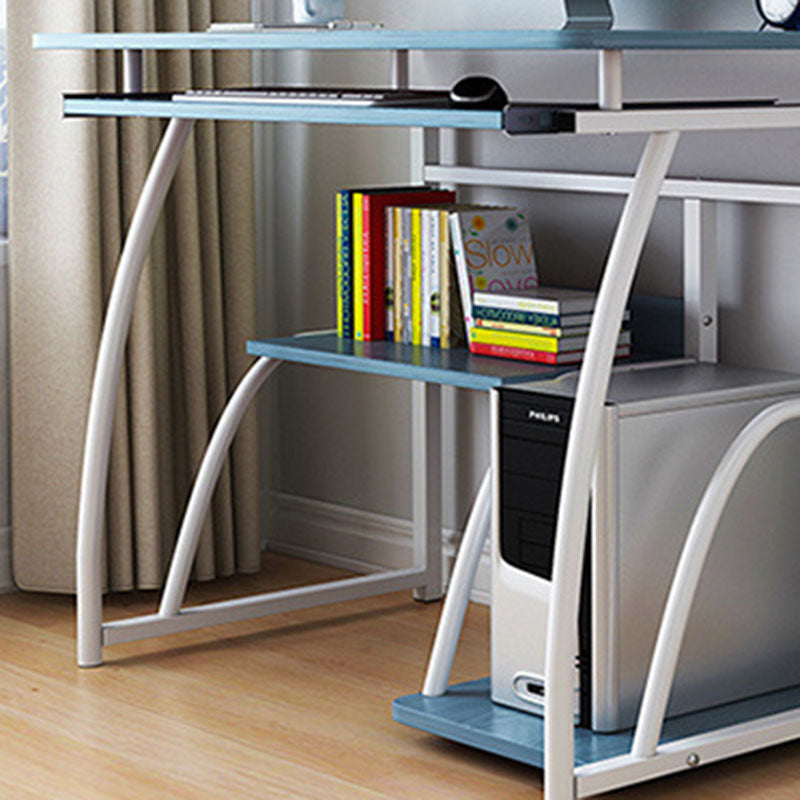 Sleek Modern Minimalist Rectangular Iron Desk with 3-Tier Density Board for Home Office