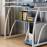 Sleek Modern Minimalist Rectangular Iron Desk with 3-Tier Density Board for Home Office
