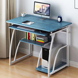 Sleek Modern Minimalist Rectangular Iron Desk with 3-Tier Density Board for Home Office