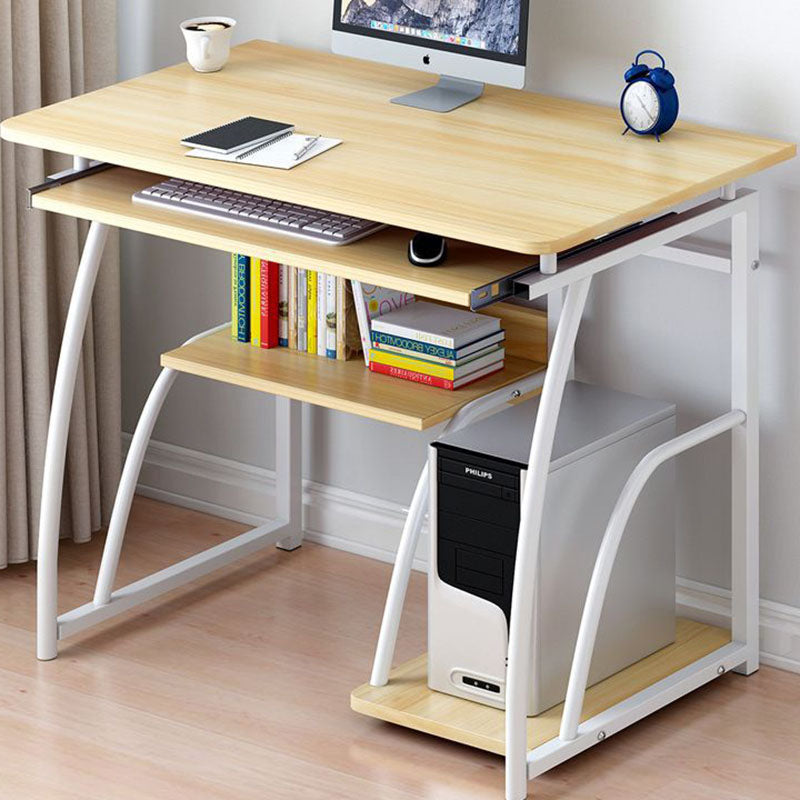 Sleek Modern Minimalist Rectangular Iron Desk with 3-Tier Density Board for Home Office