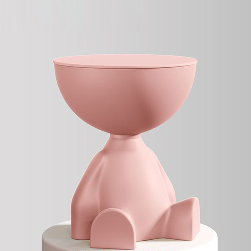 Contemporary Bear-Shaped Round Plastic Side Table for Living Room