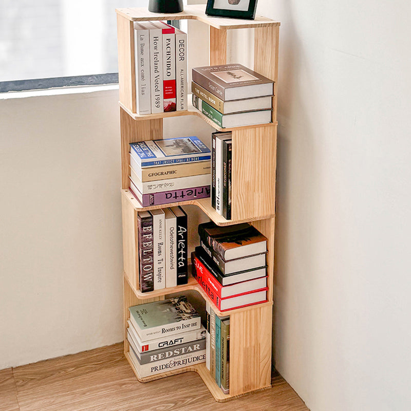 Modern Minimalist Corner Wood Bookshelf – Rectangular, 4- or 5-Shelf Design for Home Office