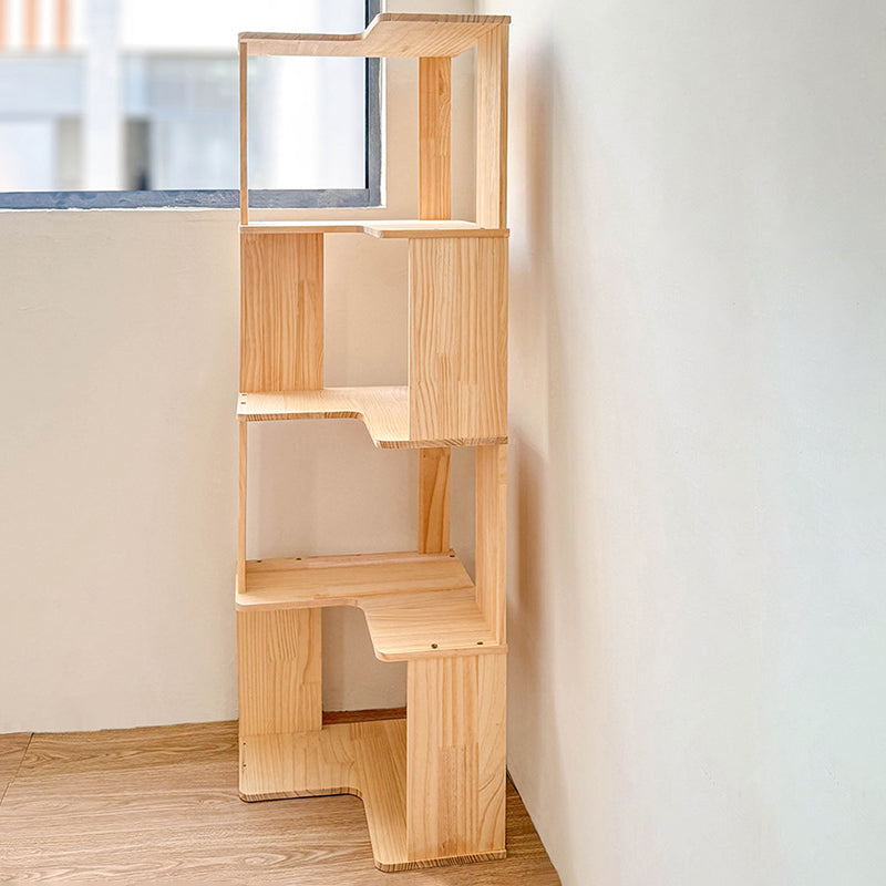 Modern Minimalist Corner Wood Bookshelf – Rectangular, 4- or 5-Shelf Design for Home Office