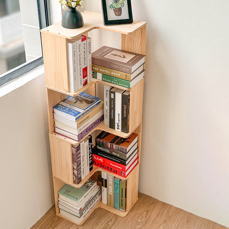 Modern Minimalist Corner Wood Bookshelf – Rectangular, 4- or 5-Shelf Design for Home Office