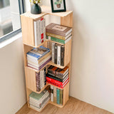 Modern Minimalist Corner Wood Bookshelf – Rectangular, 4- or 5-Shelf Design for Home Office