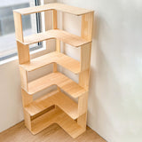 Modern Minimalist Corner Wood Bookshelf – Rectangular, 4- or 5-Shelf Design for Home Office