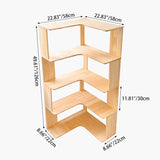 Modern Minimalist Corner Wood Bookshelf – Rectangular, 4- or 5-Shelf Design for Home Office