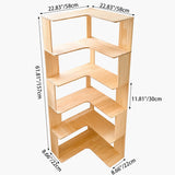 Modern Minimalist Corner Wood Bookshelf – Rectangular, 4- or 5-Shelf Design for Home Office