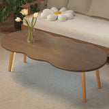 Modern Minimalist Cloud-Shaped Oval Density-Board Wood Coffee Table with 1/2 Tier for Living Room