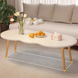 Modern Minimalist Cloud-Shaped Oval Density-Board Wood Coffee Table with 1/2 Tier for Living Room