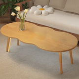 Modern Minimalist Cloud-Shaped Oval Density-Board Wood Coffee Table with 1/2 Tier for Living Room