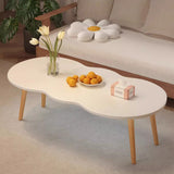 Modern Minimalist Cloud-Shaped Oval Density-Board Wood Coffee Table with 1/2 Tier for Living Room