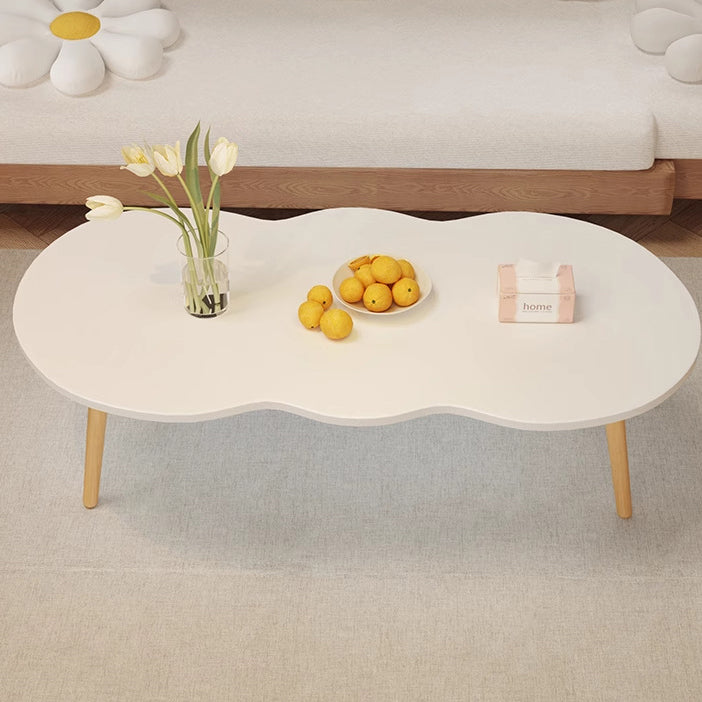 Modern Minimalist Cloud-Shaped Oval Density-Board Wood Coffee Table with 1/2 Tier for Living Room