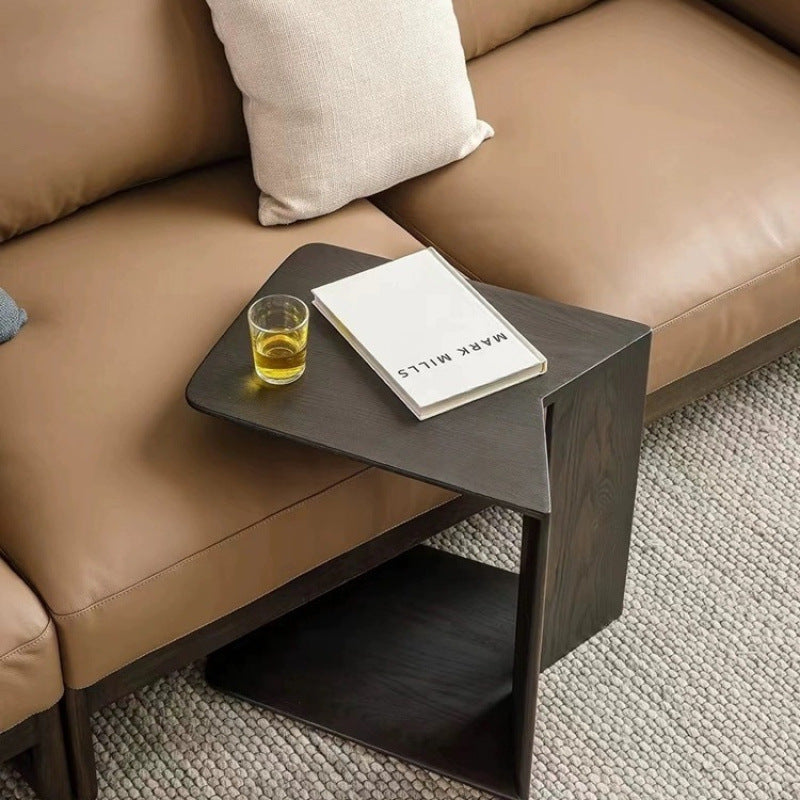 Sleek Modern Minimalist Ash Wood Side Table — Triangle-Rectangle Design for Living Room