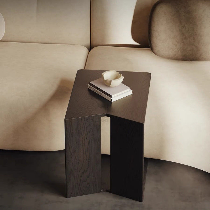 Sleek Modern Minimalist Ash Wood Side Table — Triangle-Rectangle Design for Living Room