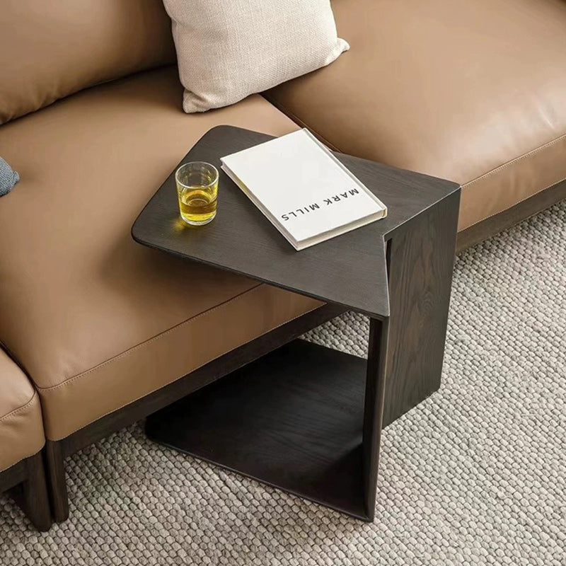 Sleek Modern Minimalist Ash Wood Side Table — Triangle-Rectangle Design for Living Room